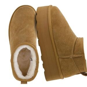 Cushionaire Hippy Women’s Suede Platform Ankle Boots Chestnut Size 8 New